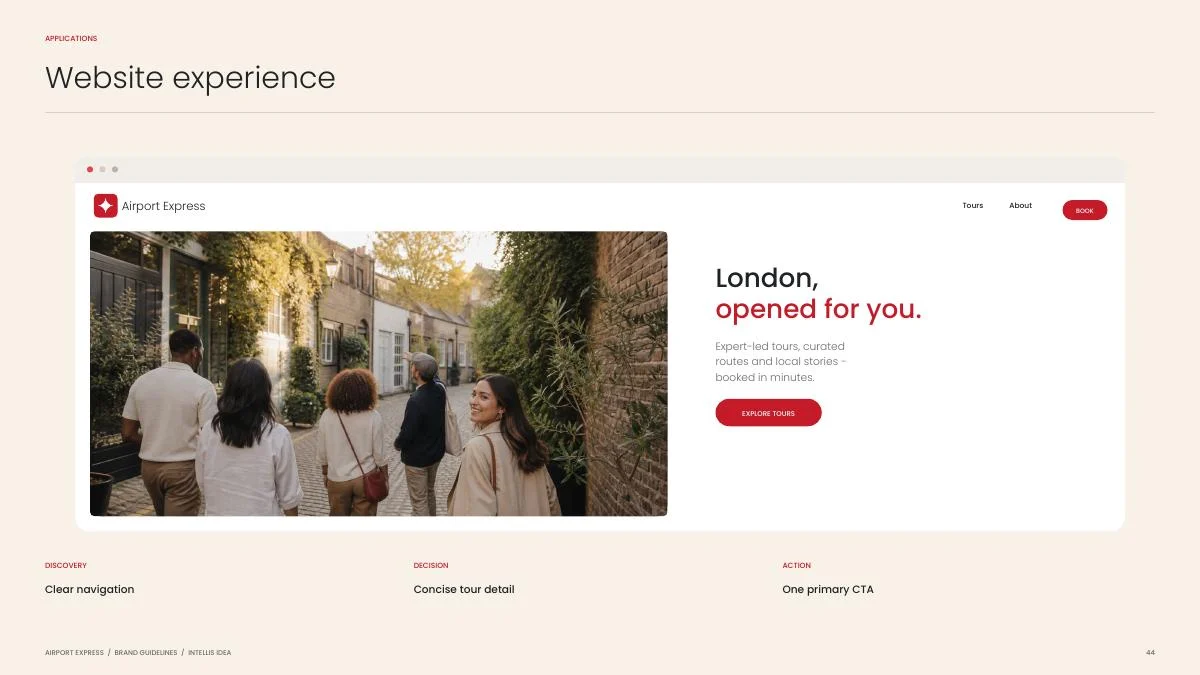 Airport Express website application from the brand guidelines