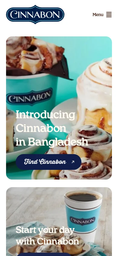 Cinnabon mobile website