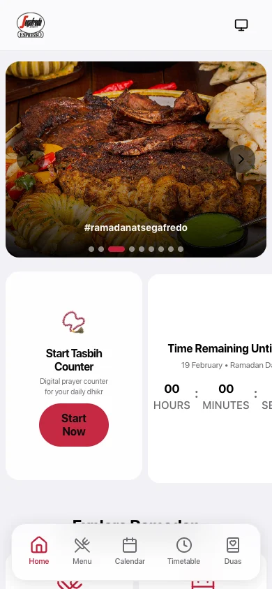 Segafredo Ramadan website on mobile