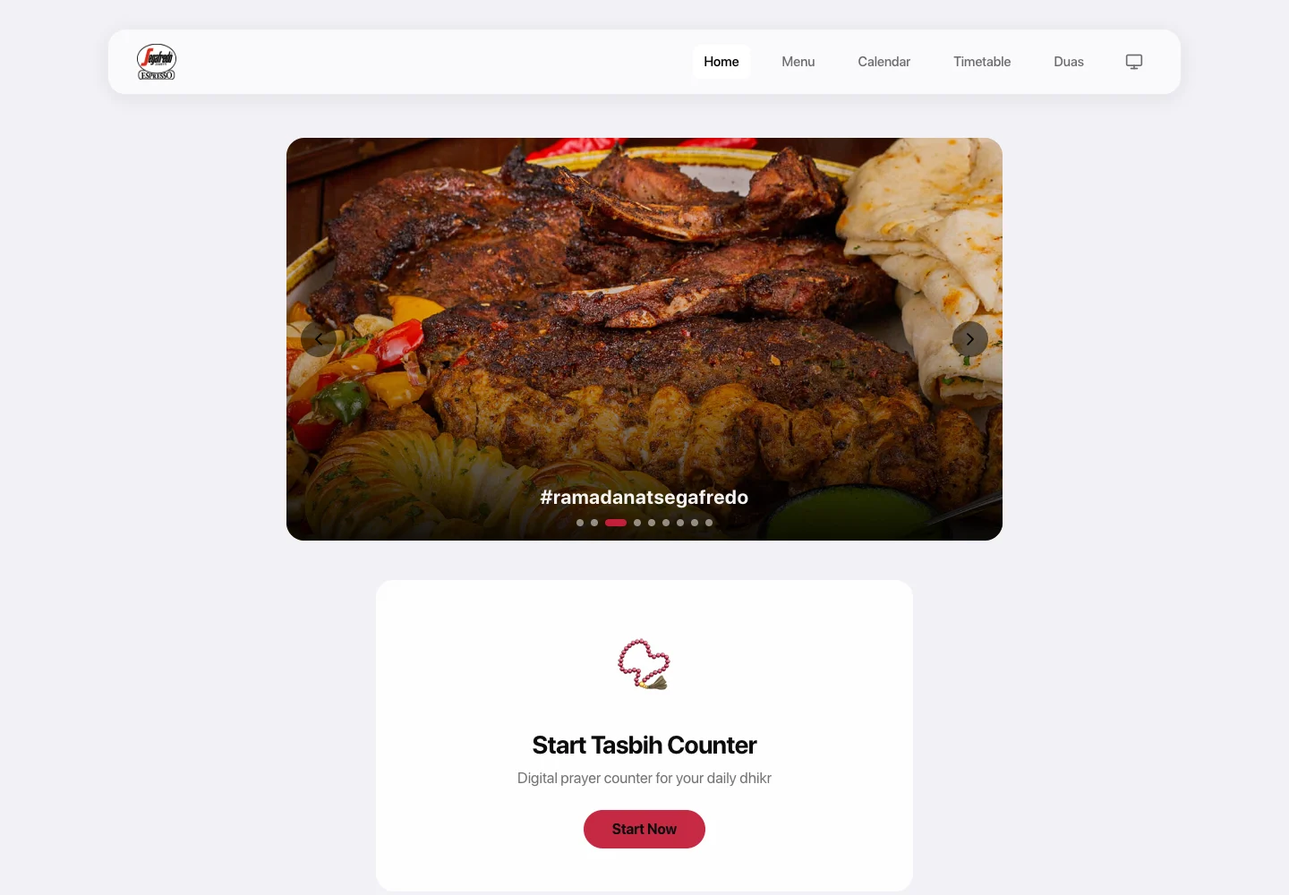 Segafredo Ramadan website on desktop